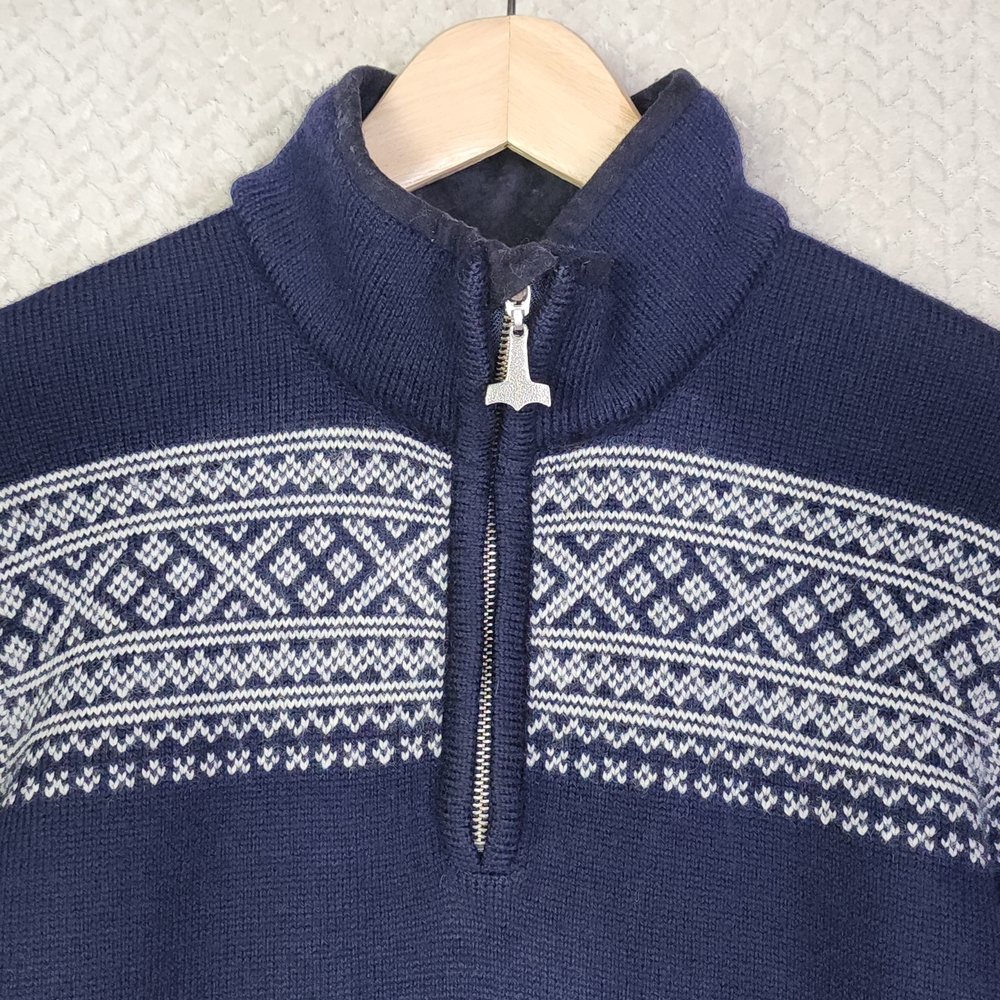 Dale Of Norway Dalestolen Viking Blue Sweater 1/4 Zip‎ Mens Small